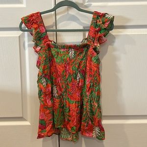 Tropical Print Peplum Top